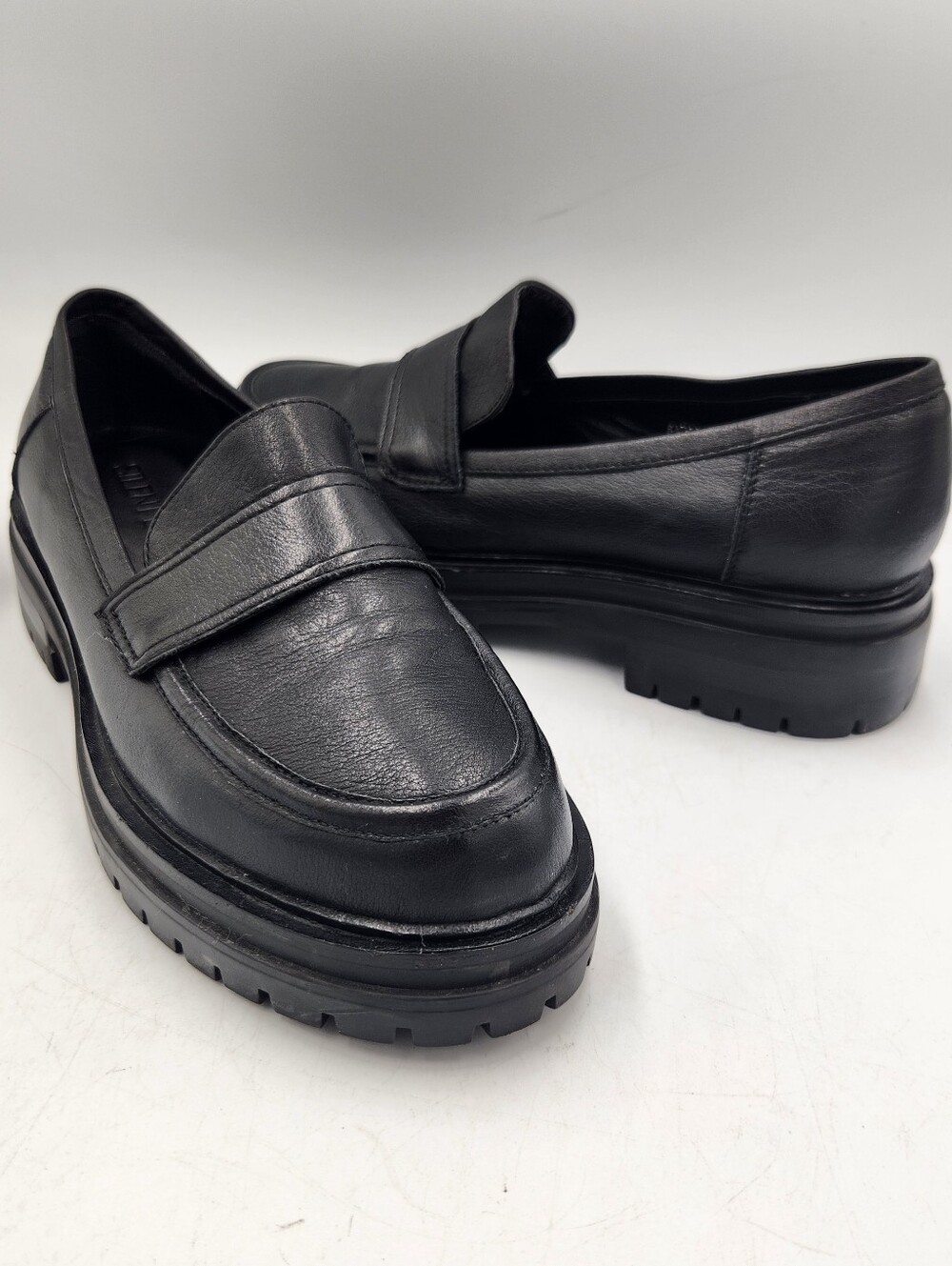 Silent D Anthropologie Lug Sole Black Leather Penny Loafer Shoe Womens 7 Annas